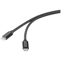 Renkforce USB-kabel USB 2.0 USB-C stekker, USB-C stekker 1.00 m Zwart Met magnetische opwikkeling, Stoffen mantel RF-6437920 - thumbnail