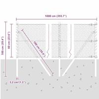 VidaXL Afrasteringspaal groen 10 x 0,6 m (25 mm gaas) staal en pvc - thumbnail