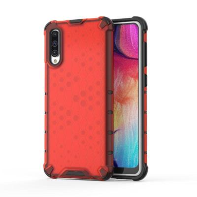 Schokbestendige honingraat PC + TPU Case voor Galaxy A50 (rood)