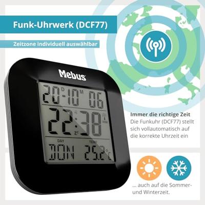 Mebus 51510 Wekker Zendergestuurd Zwart
