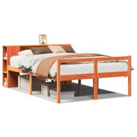 Bed met boekenkast zonder matras hout wasbruin 160x200 cm - thumbnail