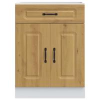 Keuken onderkast Kalmar bewerkt hout artisanaal eikenkleur - thumbnail