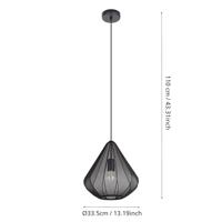 EGLO Dolwen Hanglamp - E27 - Ø 33,5 cm - Zwart - Textiel - thumbnail