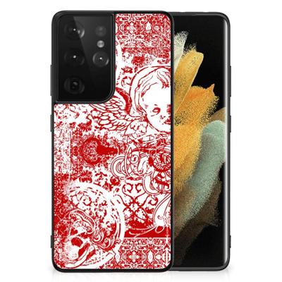 Telefoonhoesje Samsung Galaxy S21 Ultra Angel Skull Rood