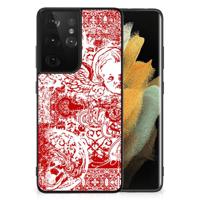 Telefoonhoesje Samsung Galaxy S21 Ultra Angel Skull Rood - thumbnail