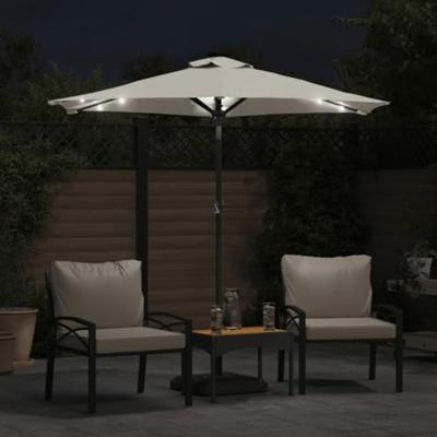 VidaXL Parasol met led's en stalen paal 225x225x212 cm wit
