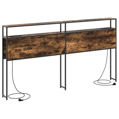 Opberghoofdbord met plank Gerookt eiken 200 cm Bewerkt hout