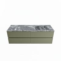 MONDIAZ VICA-DLUX 150cm badmeubel onderkast Army 4 lades. Inbouw wastafel CLOUD rechts 1 kraangat, kleur Lava. - thumbnail