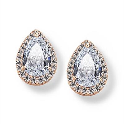Hart zaad Drop Oorbellen Zircon Fashion Stud Oorbellen van ebben hout metaal kleur: rose goud