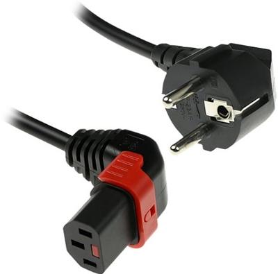 ACT AK5264 230V Stroomkabel CEE7/7 Male (Haaks)/C13 (Haaks Omhoog) Lockable Zwart - 1 meter