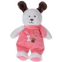 Tender Toys knuffelhond met kleren en sjaal 27 cm wit/roze - thumbnail