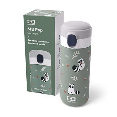 Geïsoleerde waterfles met tuit - MONBENTO - Kinderen - Snelopenende dop - Pop Raccoon