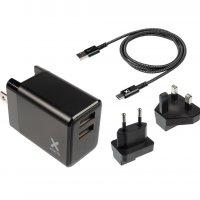 Xtorm Volt Reisstekker - EU/VK/VS naar 2xUSB + USB naar USB-C kabel oplader Xtorm Volt Reisstekker - EU/VK/VS naar 2xUSB + USB naar USB-C kabel oplader