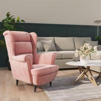 Fauteuil fluweel roze - thumbnail