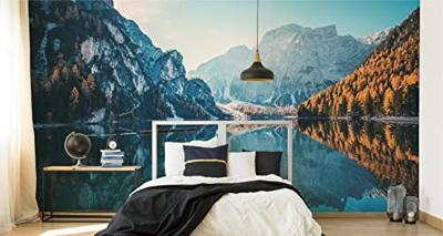Fotobehang - Meer Lago di Braies Italië, premium print, inclusief behanglijm - thumbnail