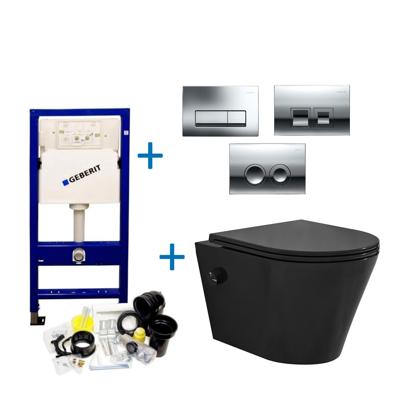 Geberit up100 Toiletset Bidesta | Rimless | Met Bidetkraan | Mat Zwart | Delta Drukplaat