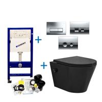 Geberit up100 Toiletset Bidesta | Rimless | Met Bidetkraan | Mat Zwart | Delta Drukplaat - thumbnail