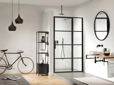 Sealskin SOHO draaideur met vast paneel rechts incl. antikalk 120x210cm zwart