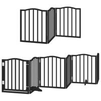 VidaXL Hondenhek inklapbaar 9 panelen 450 cm populierenhout zwart - thumbnail
