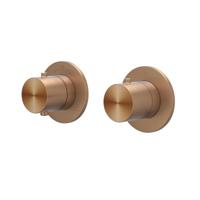 Afbouwdeel IVY Concord Inbouwthermostaat 2-weg Stop-Omstel Symmetry Met Rond Rozet RVS316 Geborsteld Mat Koper PVD - thumbnail