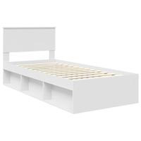 Bedframe met hoofdeinde Wit 90 x 200 cm Massief grenenhout - thumbnail