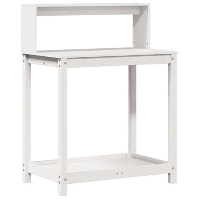 Oppottafel met schappen 82,5x50x109,5 cm massief grenenhout wit Oppottafel met schappen 82,5x50x109,5 cm massief grenenhout wit