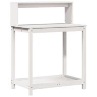 Oppottafel met schappen 82,5x50x109,5 cm massief grenenhout wit - thumbnail