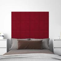 VidaXL Wandpanelen 12 st 1,08 m² 30x30 cm fluweel wijnrood - thumbnail