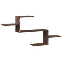 Wandschap 104x15x49 cm bewerkt hout bruin eikenkleurig - thumbnail