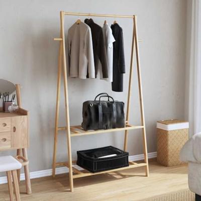 VidaXL Kledingrek met schappen 96x45,5x150,5 cm bamboe VidaXL Kledingrek met schappen 96x45,5x150,5 cm bamboe