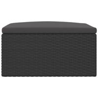 Voetensteun met kussen poly rattan zwart - thumbnail