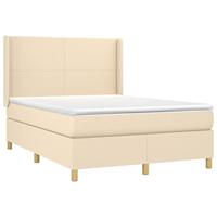 Boxspring met matras stof crèmekleurig 140x190 cm - thumbnail