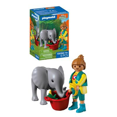 PLAYMOBIL Animals & Friends dierentuin: babyolifant en dierenverzorger 72092