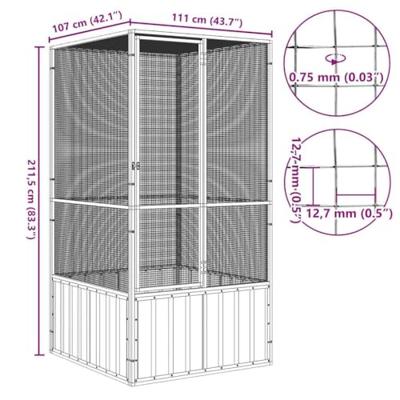 VidaXL Vogelkooi 111x107x211,5 cm gegalvaniseerd staal antracietkleur VidaXL Vogelkooi 111x107x211,5 cm gegalvaniseerd staal antracietkleur