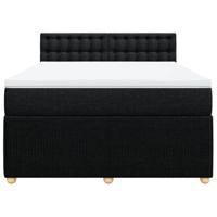 Boxspring met matras stof zwart 140x190 cm - thumbnail