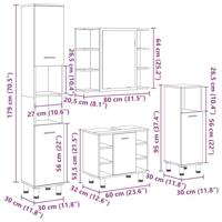 4-delige Badkamermeubelset bewerkt hout artisanaal eikenkleur - thumbnail