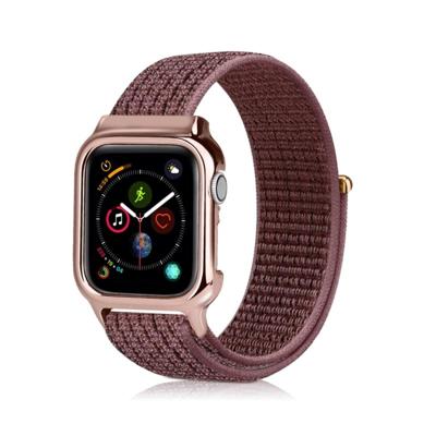 Eenvoudige mode nylon horloge band met frame voor Apple horloge serie 4 40mm (bruin) Eenvoudige mode nylon horloge band met frame voor Apple horloge serie 4 40mm (bruin)