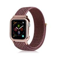 Eenvoudige mode nylon horloge band met frame voor Apple horloge serie 4 40mm (bruin) - thumbnail
