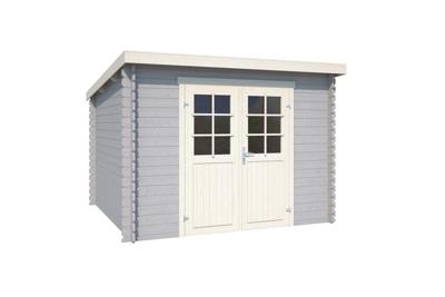 Outdoor Life Nadia Blokhut 295x295 cm 28 mm vuren Platinum Grey-Wit gecoat- Lessenaarsdak- - Outdoor Life