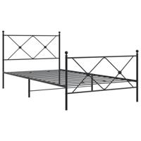 Bedframe met hoofd- en voeteneinde metaal zwart 107x203 cm - thumbnail