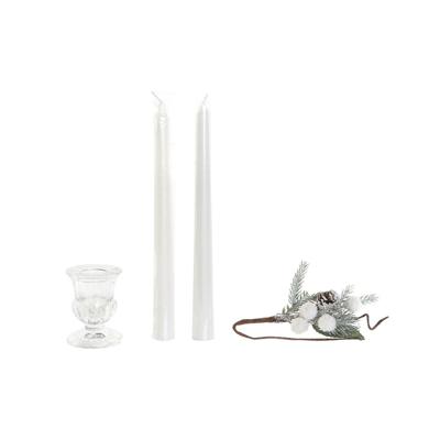 Kaarsenset DKD Home Decor Wit Kerstmis 21 x 10 x 5 cm 2 x 2 x 20 cm (4 Onderdelen)