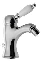 Bidetmengkraan Sapho Kirké Retro Wit 1-hendel Gebogen 18.2 cm Chroom (incl. clickwaste) - thumbnail