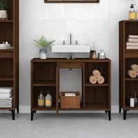 Wastafelkast 80x33x60 cm bewerkt hout bruineikenkleurig - thumbnail
