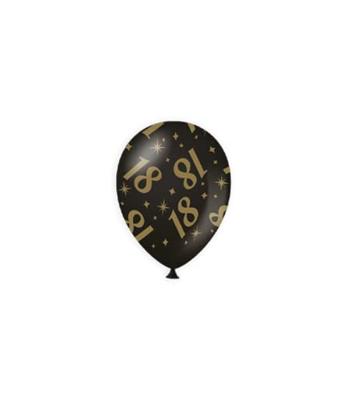 Classy Ballonnen 18 Jaar Zwart/Goud (6st)