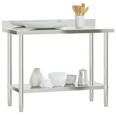 VidaXL Keukenwerktafel met spatscherm 110x55x93 cm roestvrij staal