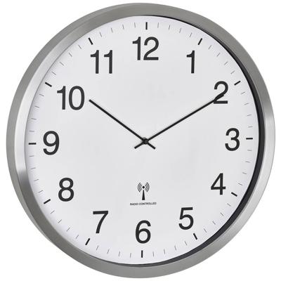 TFA Dostmann 60.3548.02 Zendergestuurd Wandklok 508 mm x 65 mm Wit, Zilver Groot display