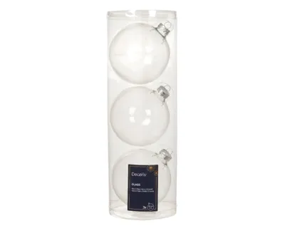 Decoris kerstballen glas 3st transparant 10cm Decoris kerstballen glas 3st transparant 10cm