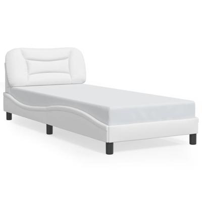 Bedframe met LED-verlichting kunstleer wit 90x190 cm