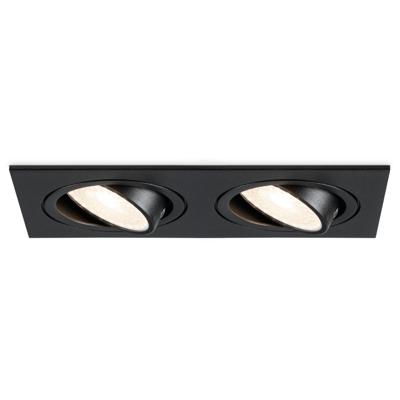 Mallorca LED inbouwspot - IP20 - Kantelbaar - 8 Watt 690 Lumen - 4000K Neutraal wit - Dubbel - GU10 - Dimbaar - Rechthoek - Voor binnen - Zwart