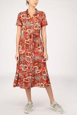 King Louie blousejurk Rosie Lei met all over print bruin/rood/blauw King Louie blousejurk Rosie Lei met all over print bruin/rood/blauw